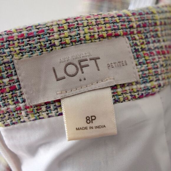 LOFT Tweed Pencil Skirt, Multi Color, Size 8 Petite - Picture 5 of 6